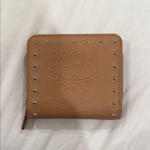 MCM Tan Leather Wallet with Silver Studs